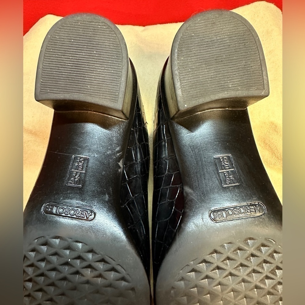 Aerosoles Mules Clogs Black Croc Embossed Patent Leather Women’s Size 7.5 - Picture 9 of 10